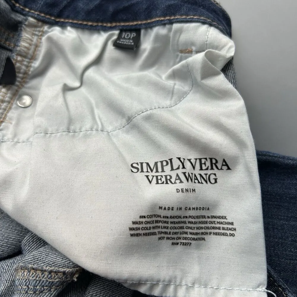 Simply Vera Wang Women’s Blue Dark Wash 10P Petite Mid Rise Capri Stretch Denim - Image 8