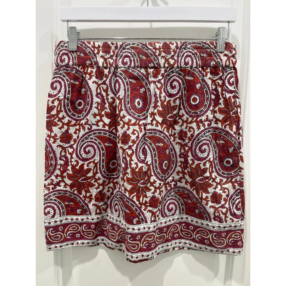 SZ Blockprints X J. Crew Cotton Mini Skirt Sz L Red Size L - Image 5