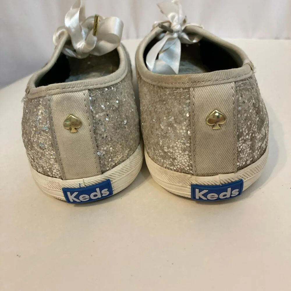 Keds x Kate Spade New York Champion Glitter Cream Lace Up Ribbon Sneakers - Image 9