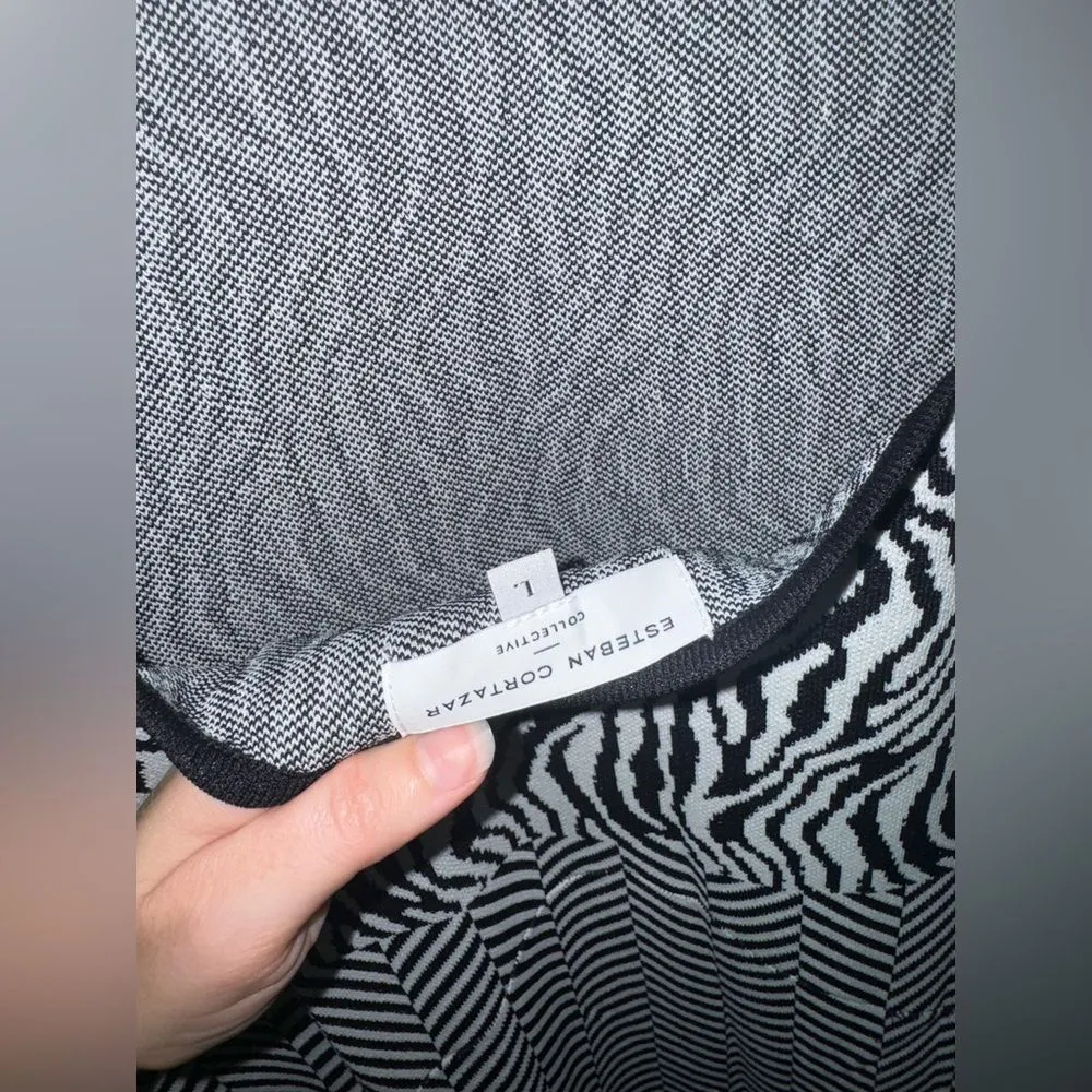 Esteban Cortazar Collective RTR Zebra Animal Print Sweater Dress Maxi Lg Black - Image 8