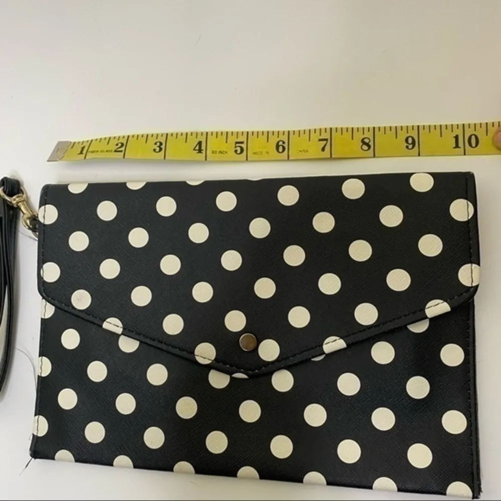 Black White Poka Dot Envelope Clutch Wristlet - Image 8