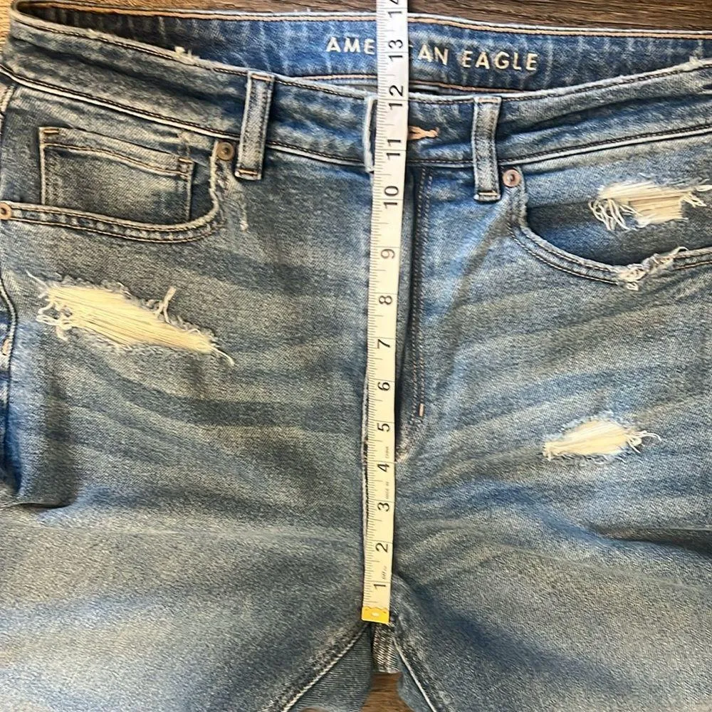 American Eagle Mom Straight High Rise Distressed  Women's Jeans 12L - Image 10