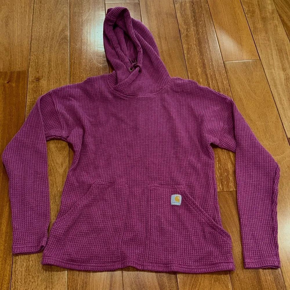 Carhartt Women's Relaxed Fit Heavyweight Long-Sleeve Hooded Thermal Shirt Sz XS - Image 2