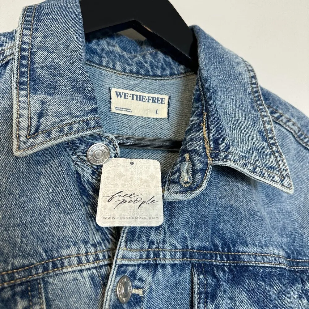 FREE PEOPLE x We The Free Marci Cuffed Shortall in Wash Marrakesh Size Large NWT - Image 6