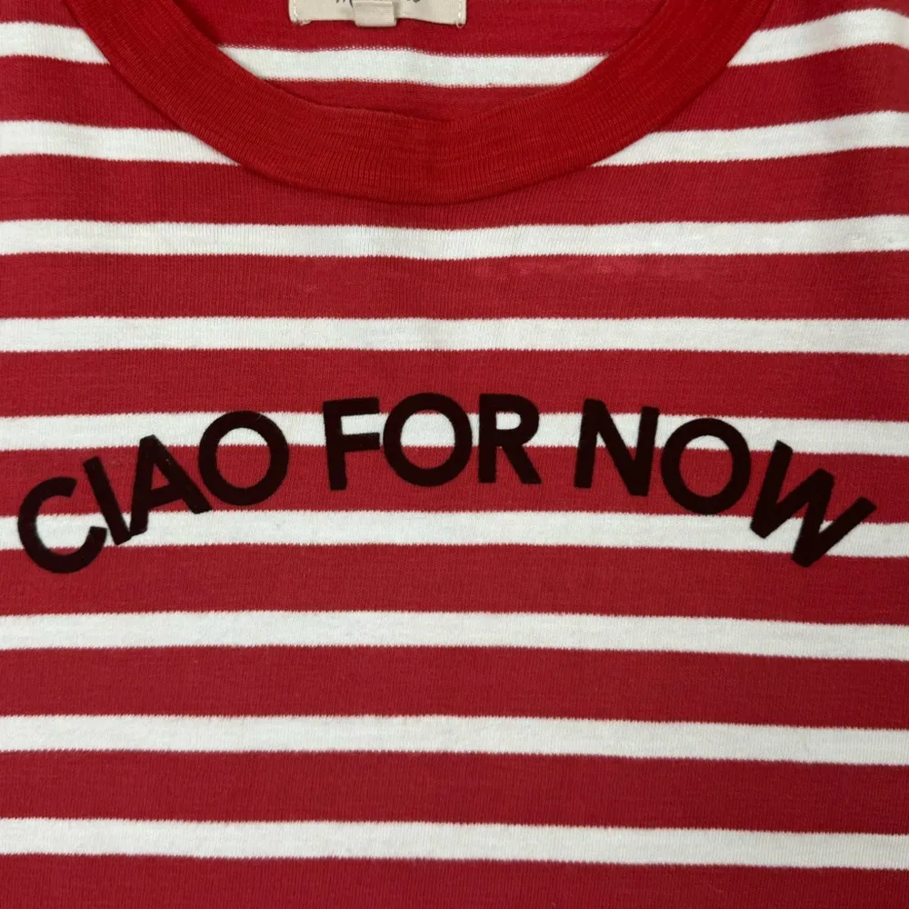 Madewell Ciao For Now Oversized Red & White Striped Shirt Size XS Vibrant Goji - Image 9