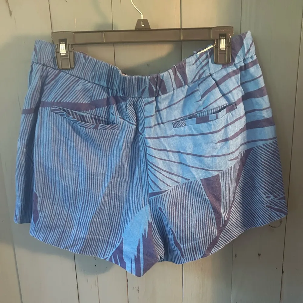 J.Crew Garden Shorts -100% Linen -Indigo Palm Fronds | Size 10 - Image 2