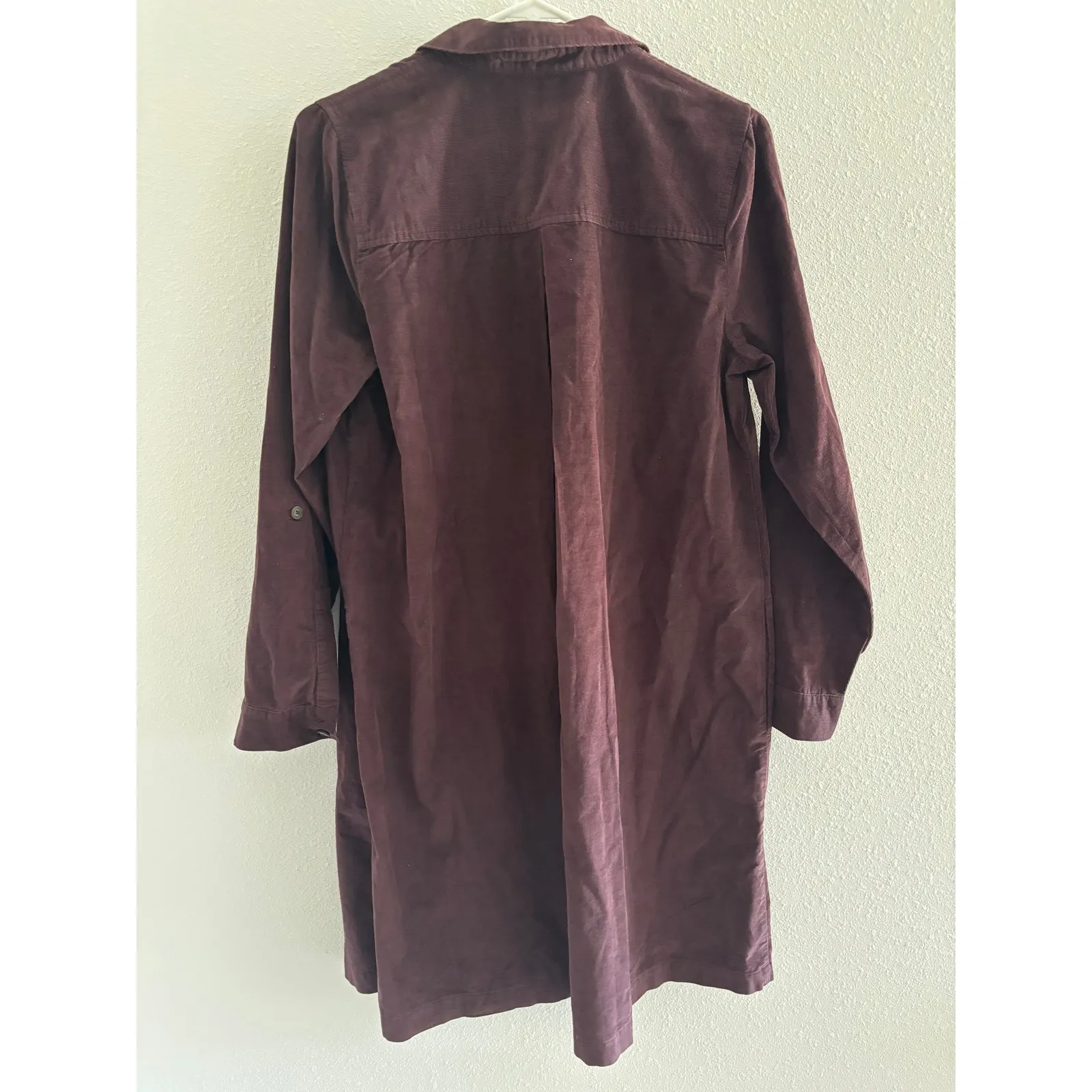 J Jill‎ Corduroy Shirt Dress Womens Small Spiced Wine Modest Minimalist Collared Purple - Image 3