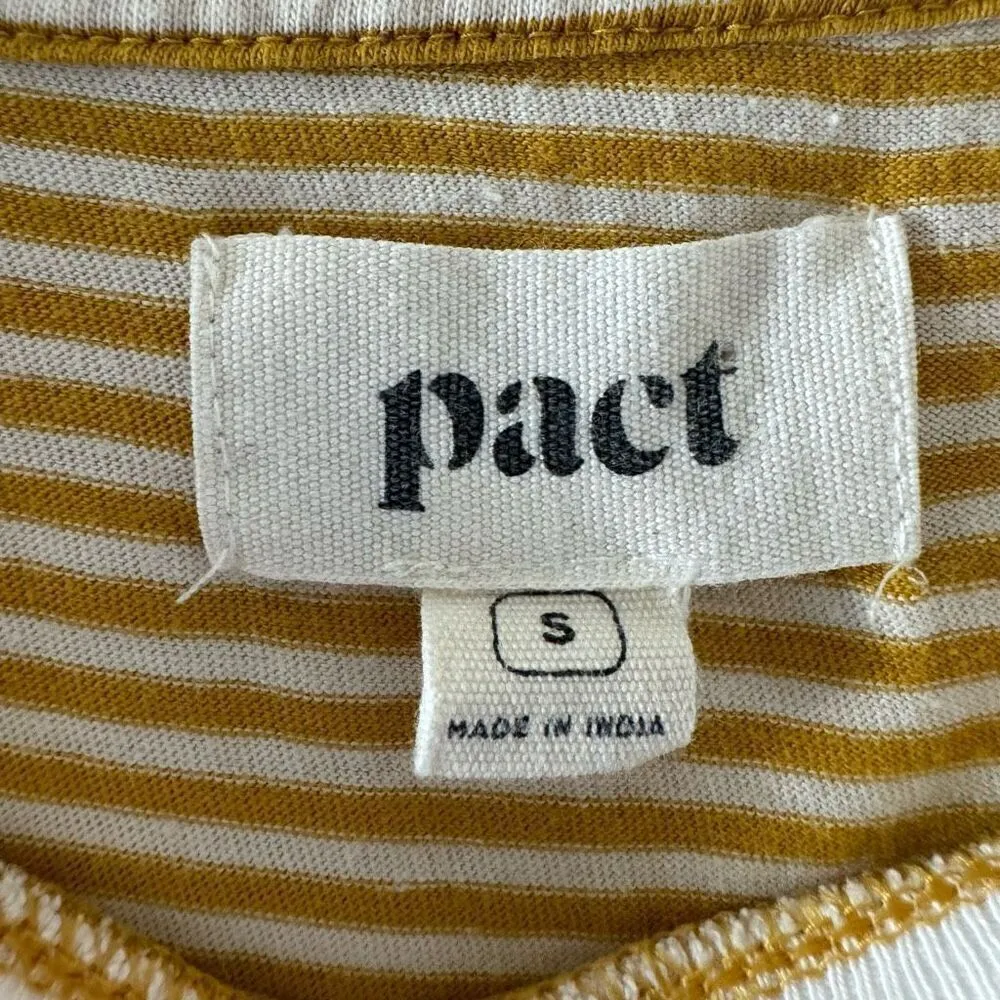 Pact Softspun Striped Crew Neck Organic Cotton Tank Mustard White SZ S #2133 - Image 14