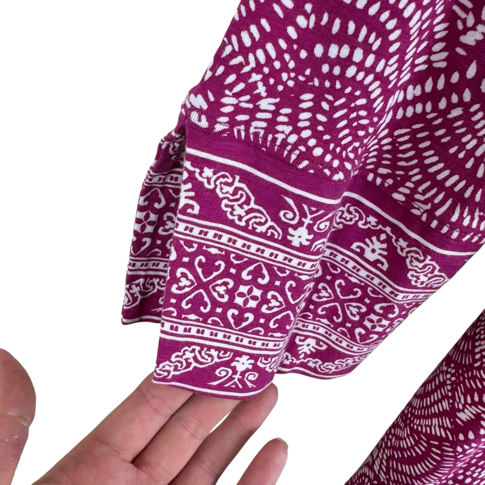 Coolibar St. Lucia Top UPF 50+ Raspberry White 3/4 Sleeve Top Made In India Sz M Pink Size M - Image 3