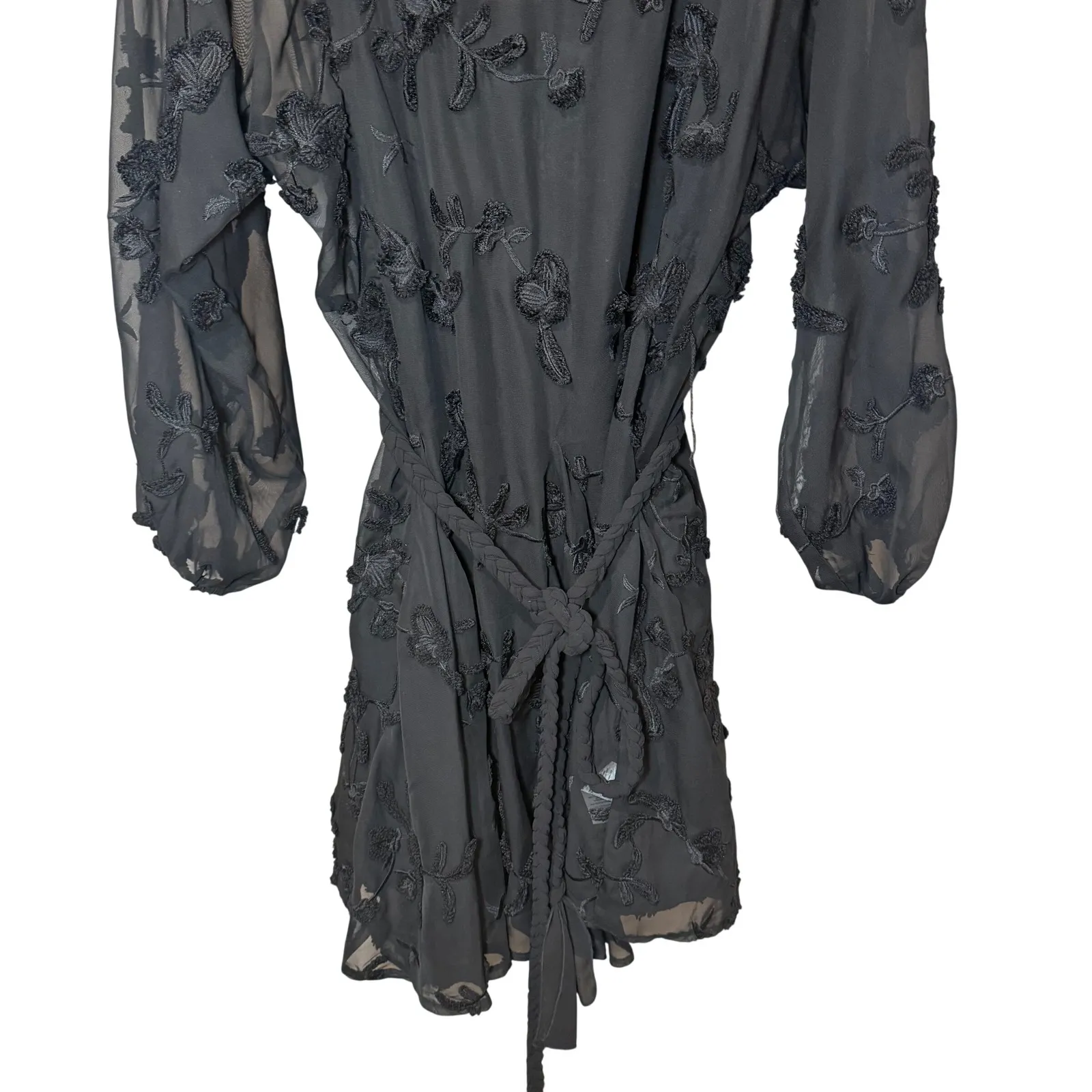 Anthropologie Mare Mare Amal Textured Embroidered Mini Dress Size Large - Image 5