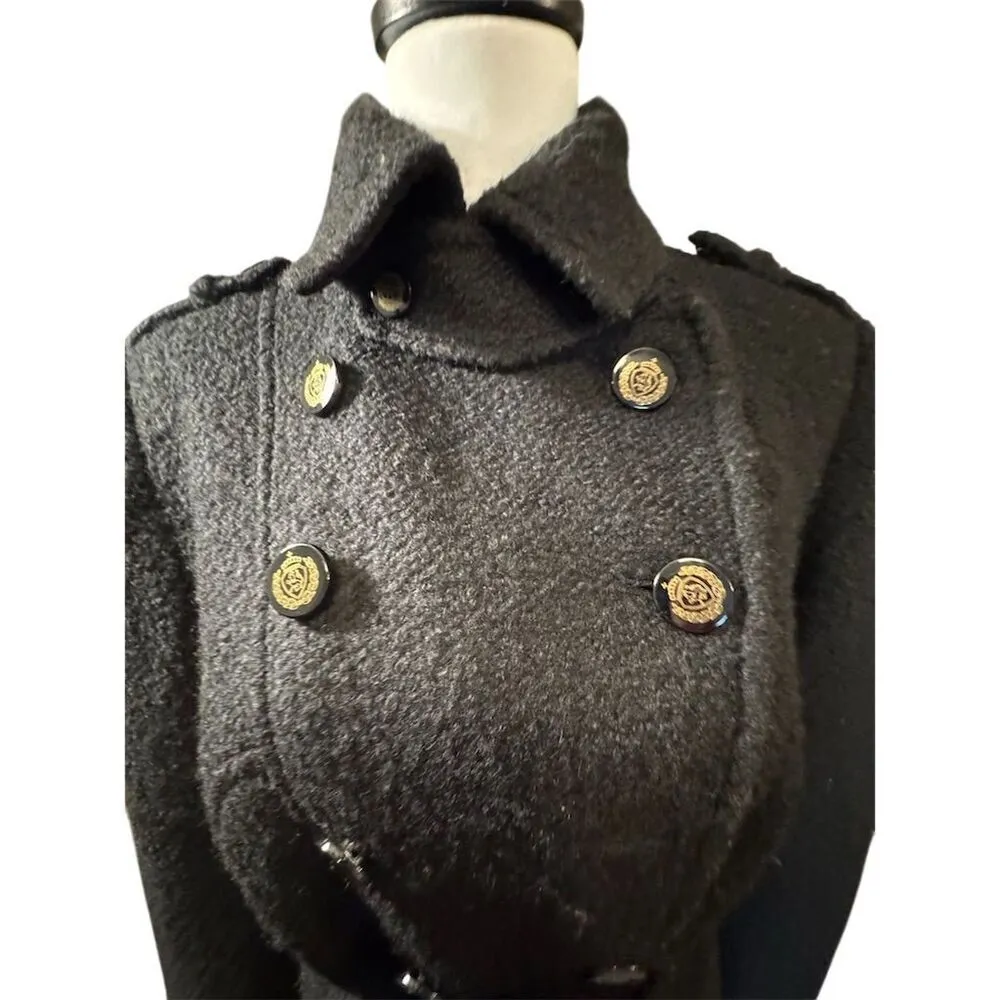 Guess Vintage Women's Double Breasted Trench Coat Black Size PXL Petite - Image 7