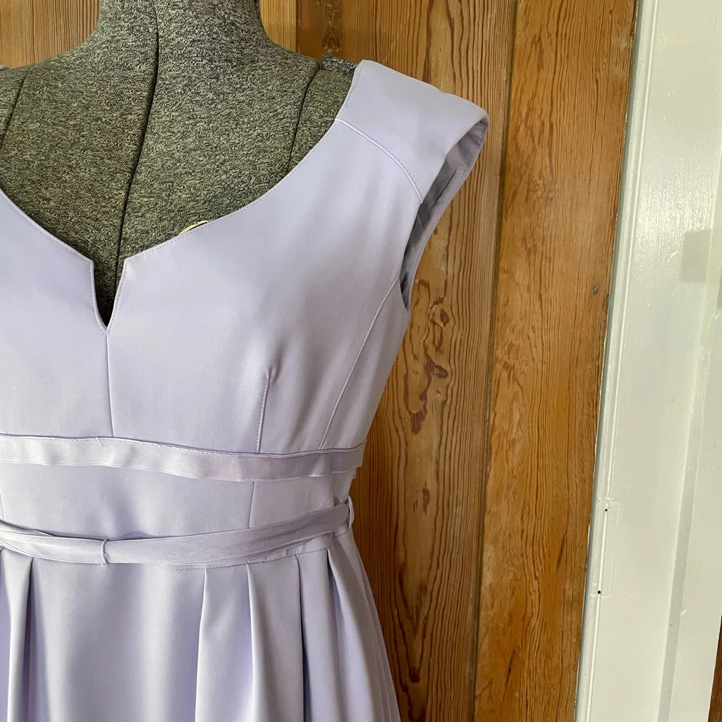 Nanette Lepore Lavender Feminine Romantic Fit & Flare Dress Ribbon Waistband~4 - Image 5