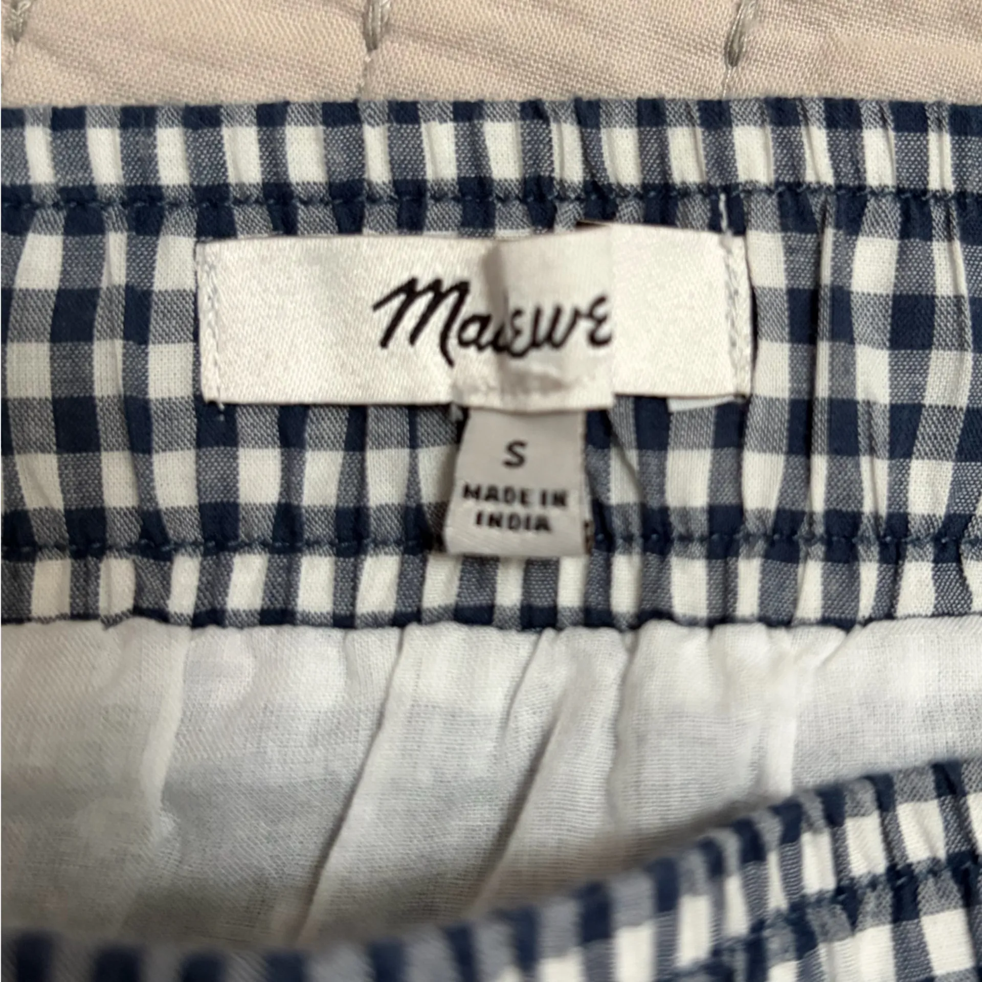 Madewell Classic Navy and White Gingham Skirt Size Small EUC - Image 4