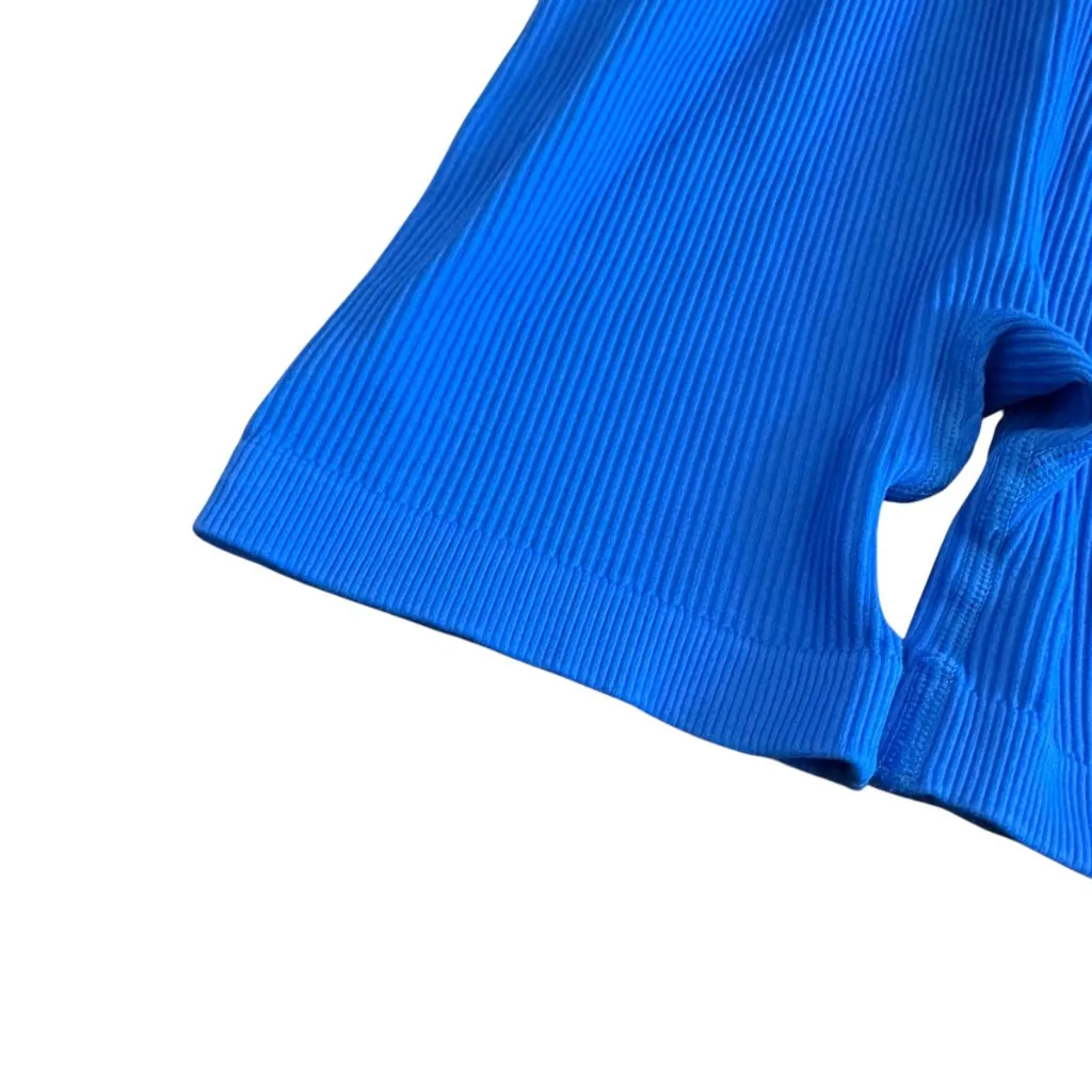 Loovoo Blue Athletic Workout Romper Stretch One Piece Athleisure Size Small - Image 5