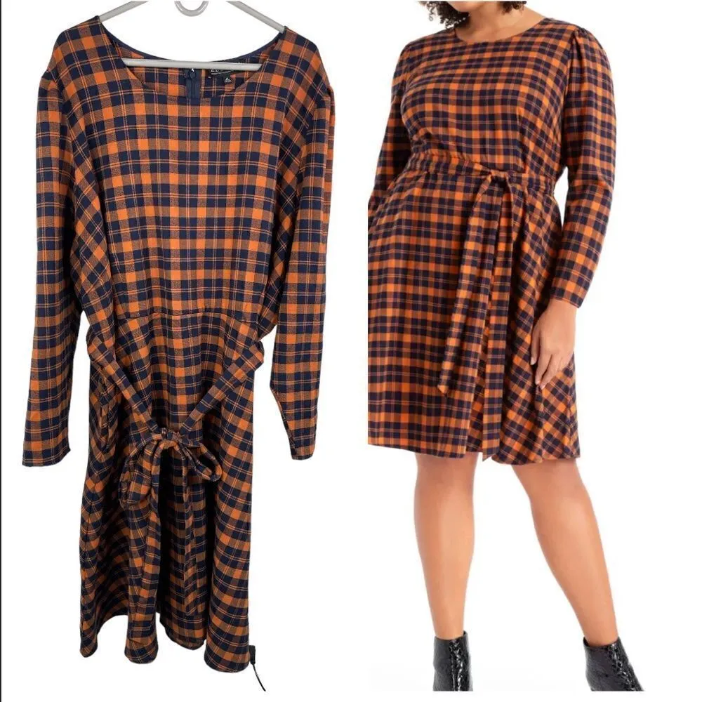 ELOQUII Plaid Long Sleeve Fit & Flare Dress size 28 plus size - Image 2