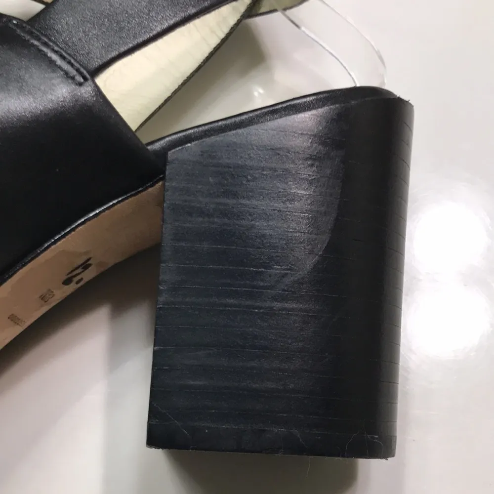 Bettye Muller Women’s Black Leather Upper Open Toe Ankle Strap Block Heel - Image 6