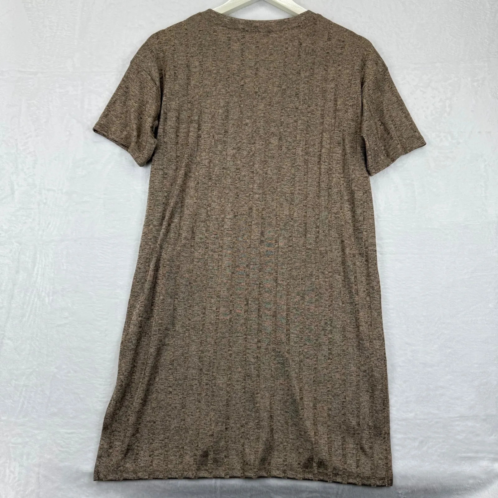 Zara Women M Ribbed V Neck Short Sleeve‎ Casual Dress Brown Collection B - Image 10