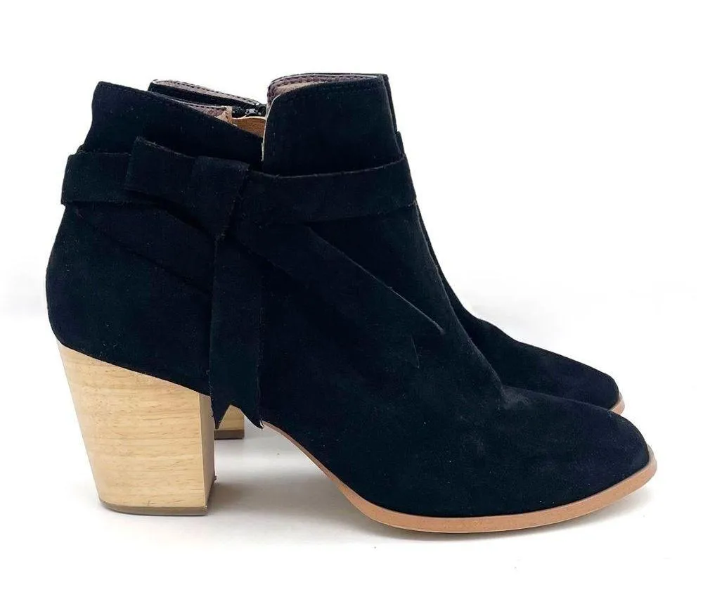 Free People x Faryl Robin Vegan Alameda Bow Heeled Ankle Boot in Black Size 9 - Image 7