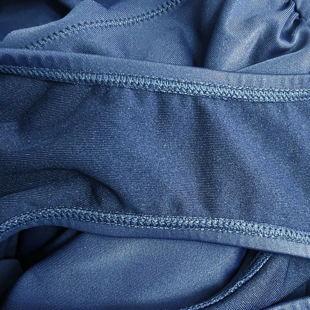 NWT GAP Scallop Trim One Piece Strappy Ruched Swimsuit Navy Blue Size Medium NEW - Image 10