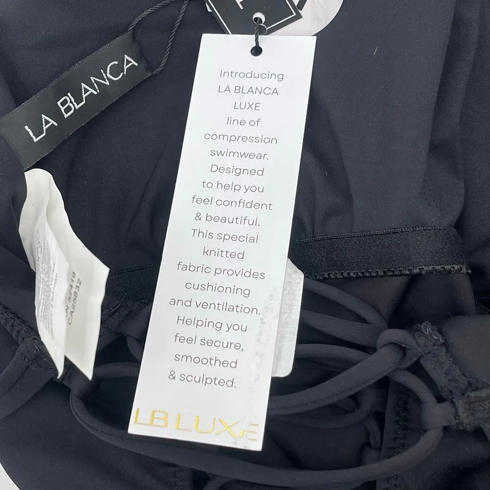 LA BLANCA Luxe Swimsuit SZ 8 Black One Piece NWT Swim Tummy Control Compression - Image 8