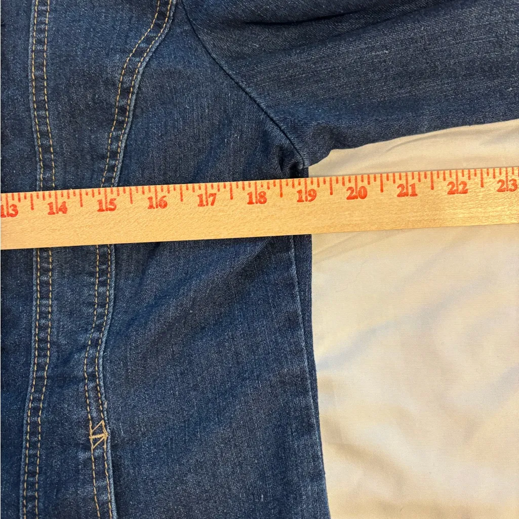 Live a Little Denim Jacket Medium Western Ruffle Embroidered Front Women’s M - Image 3