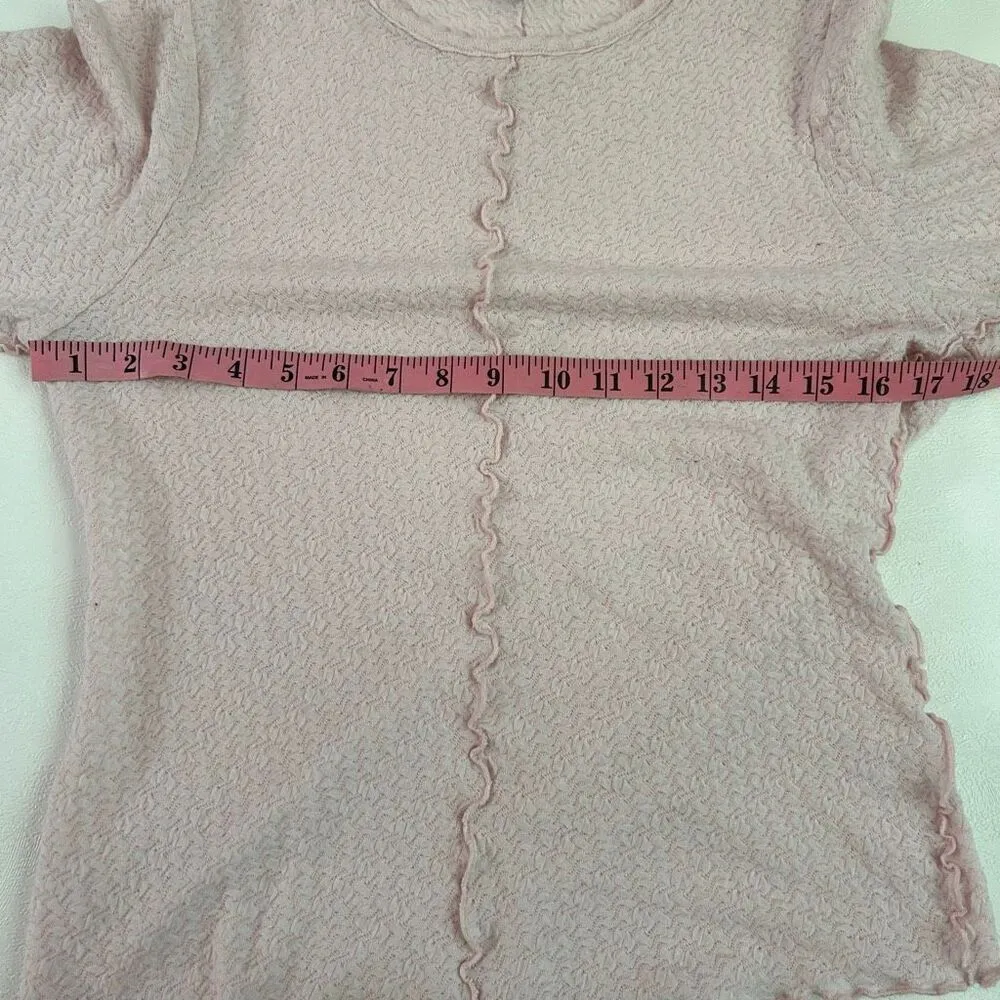 Sanctuary Pink Textured Long Sleeve Top Women’s XL Lettuce Hem Ruffle Edge - Image 4