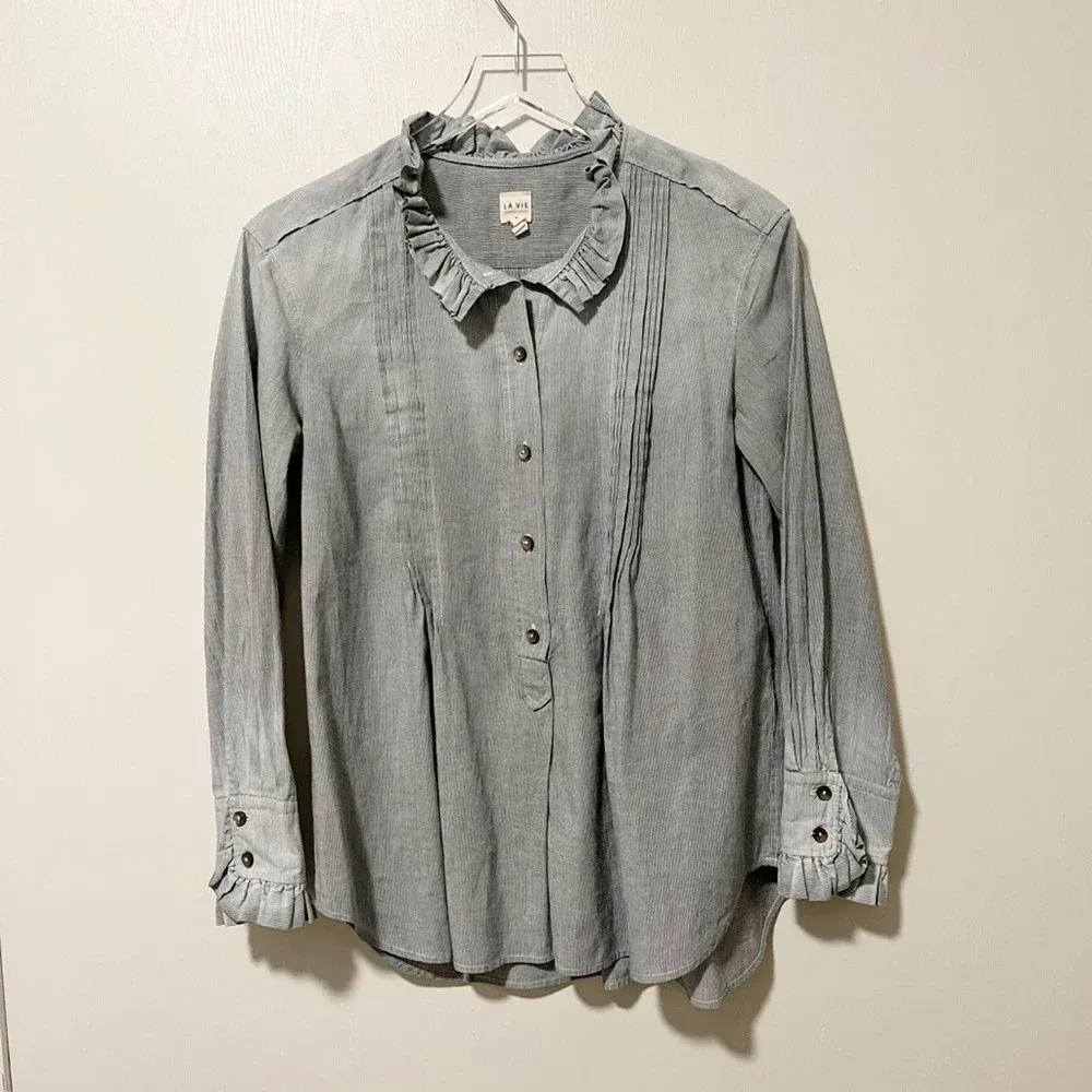 LA‎ VIE Striped Top Ruffle Trim - Image 4