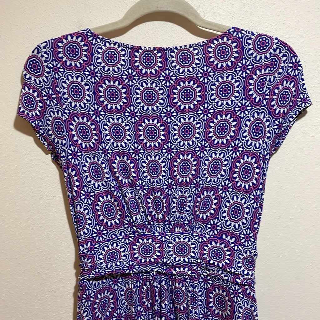 Boden Amelie Jersey Knit Short Sleeve Dress Blue White Pink Pattern Size 2 J0326 - Image 10