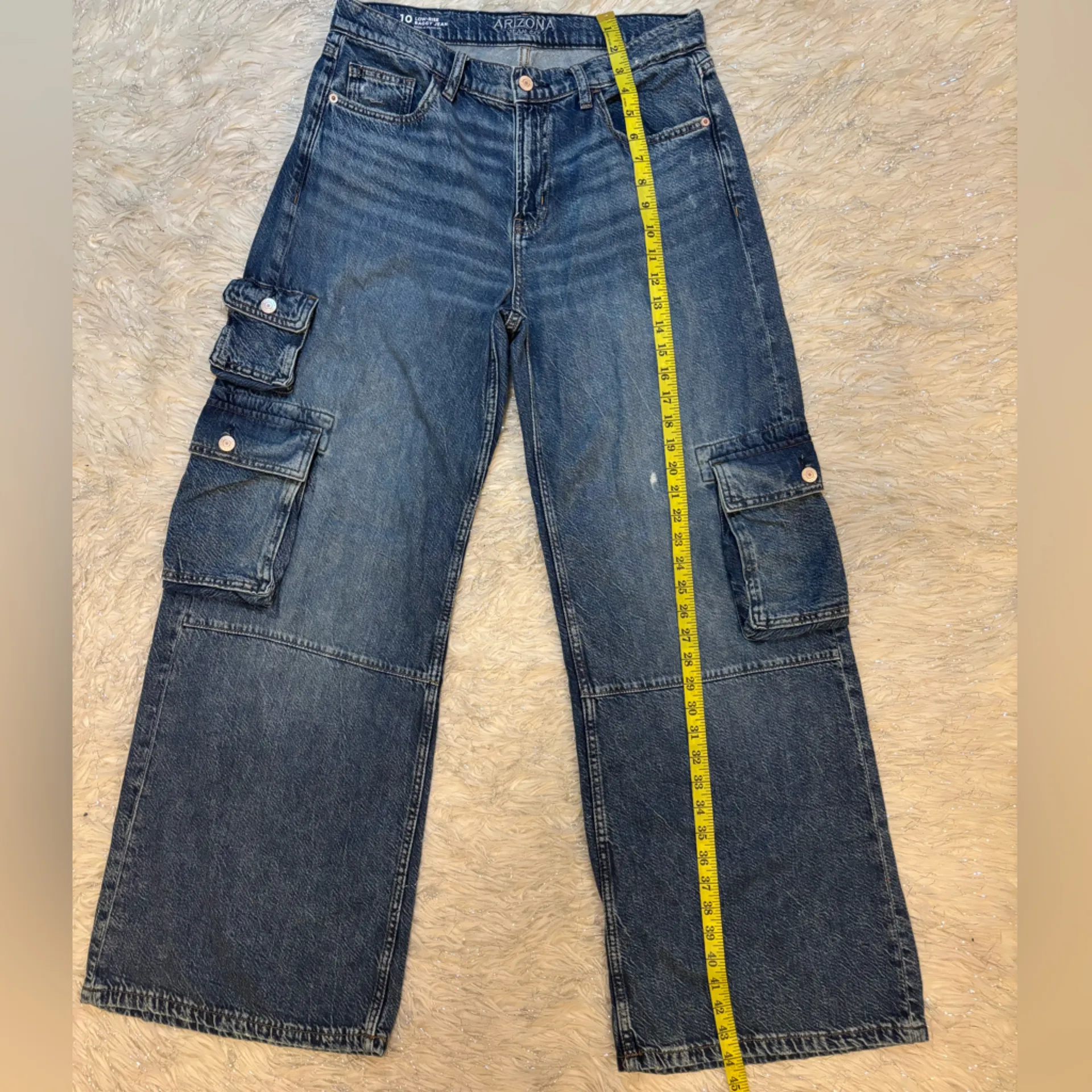 Arizona Jean Company Blue Women’s Low Rise Baggy Cargo Jeans Size 10 - Image 13