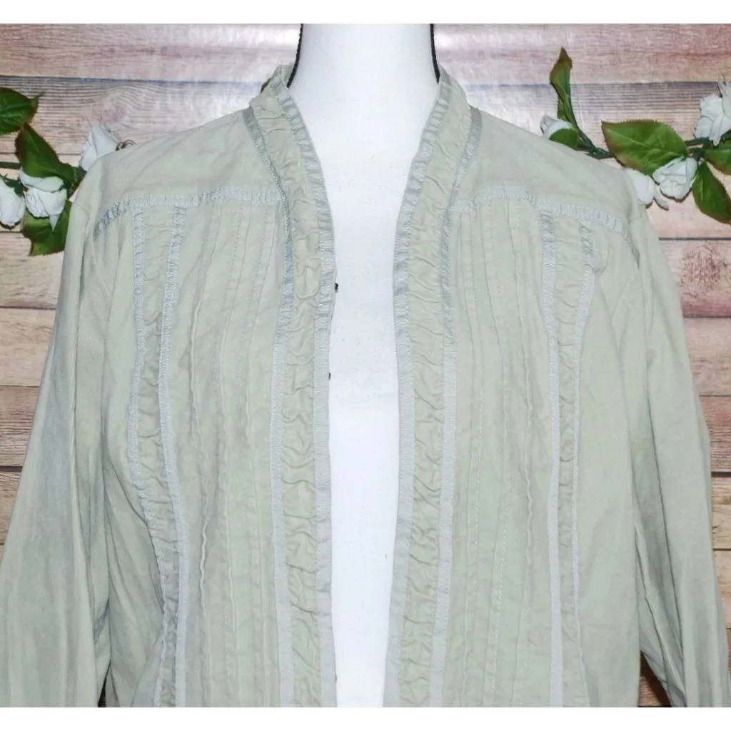 Bamboo Traders Pintuck Open Front Corduroy Jacket Women XL Cream Beige Layering - Image 2