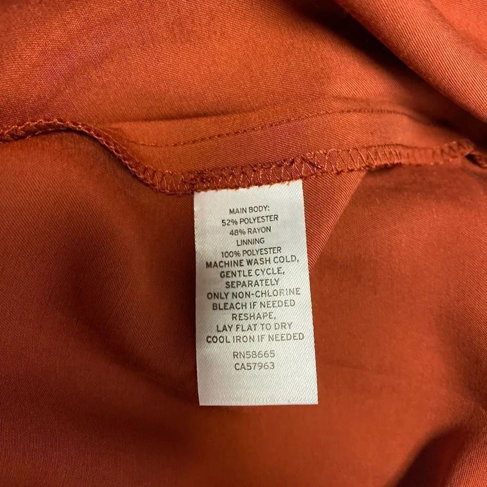 #250 MELROSE and MARKET Ruched Satin Slip Dress in Rust Henna - Image 9