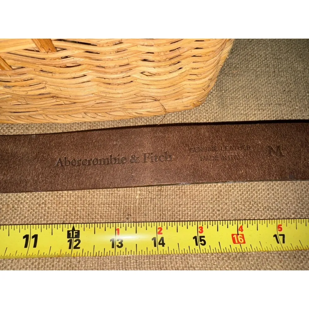 Vtg Y2K Abercrombie & Fitch Leather Belt Rhinestone Buckle Medium Made In Italy - Image 5