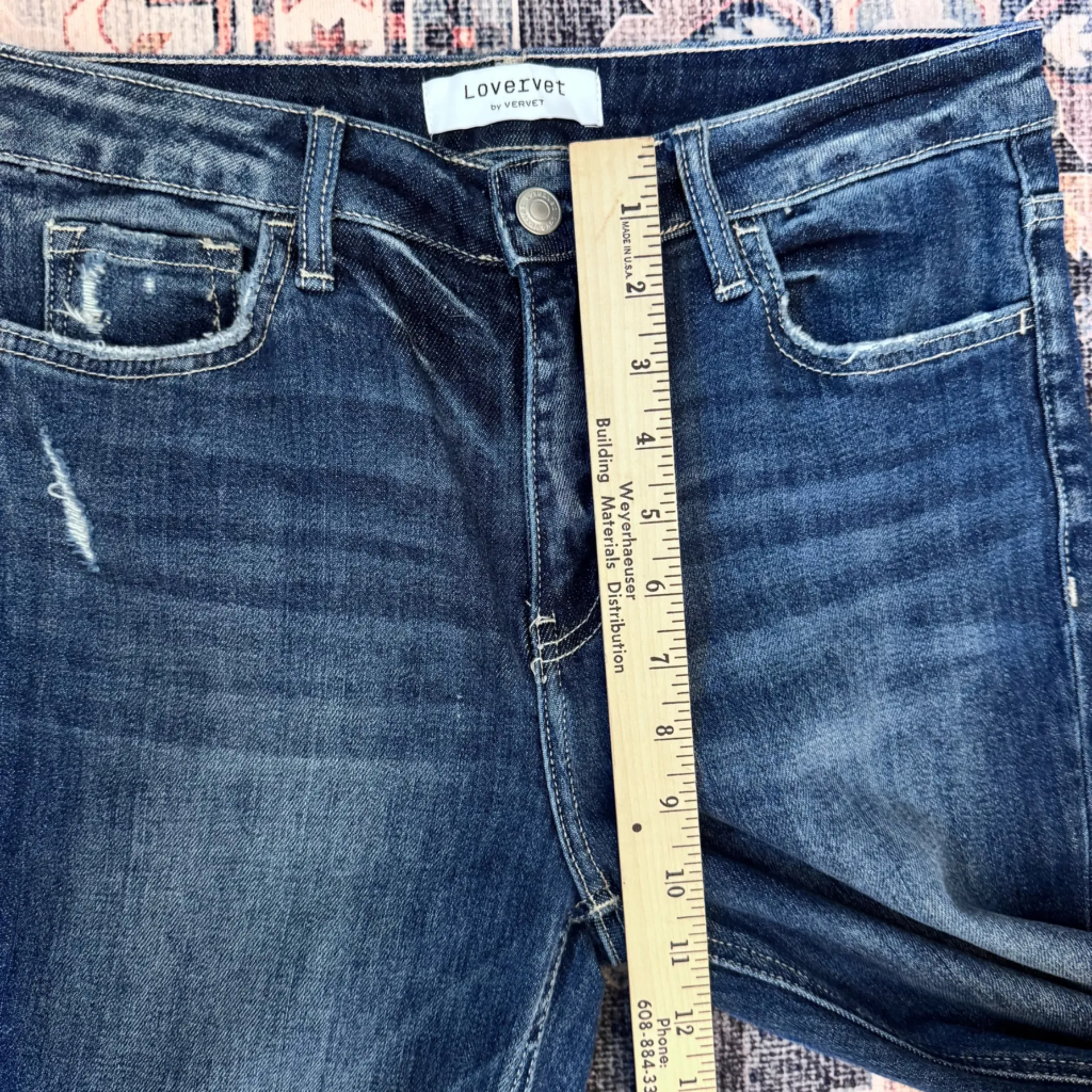 NWT Lovervet by Vervet High Rise Flare Jeans Distressed Raw Hem Size 28/7 Blue - Image 12