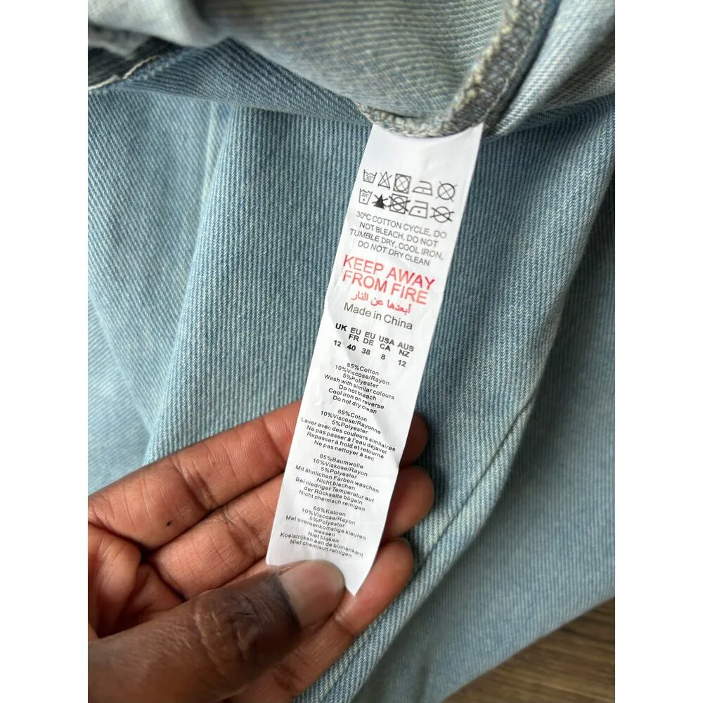 PrettyLittleThing Denim Strapless Mini Dress US Size 8 - Image 12