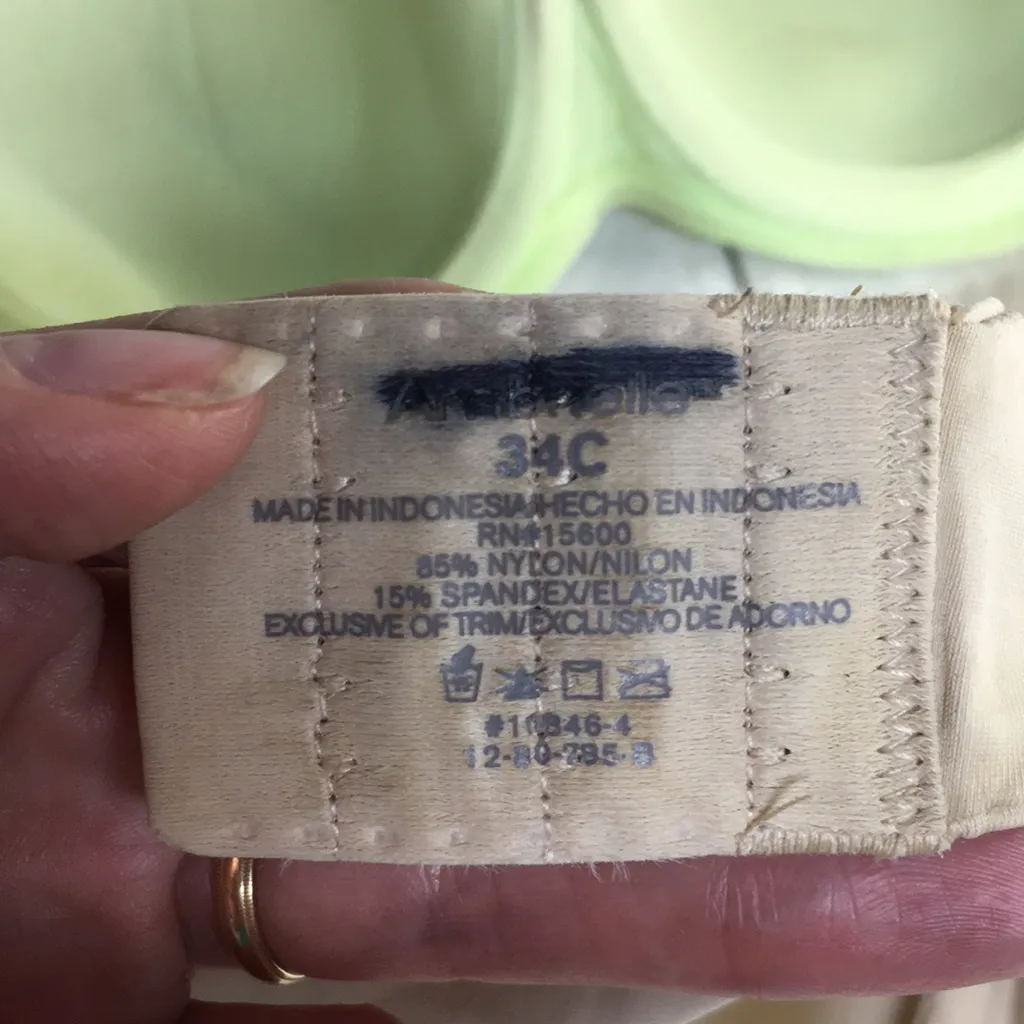 Bin 17 Bundle Of 2 Bras Underwired Adjustable Straps Lime/Nude Size 34C Green - Image 7