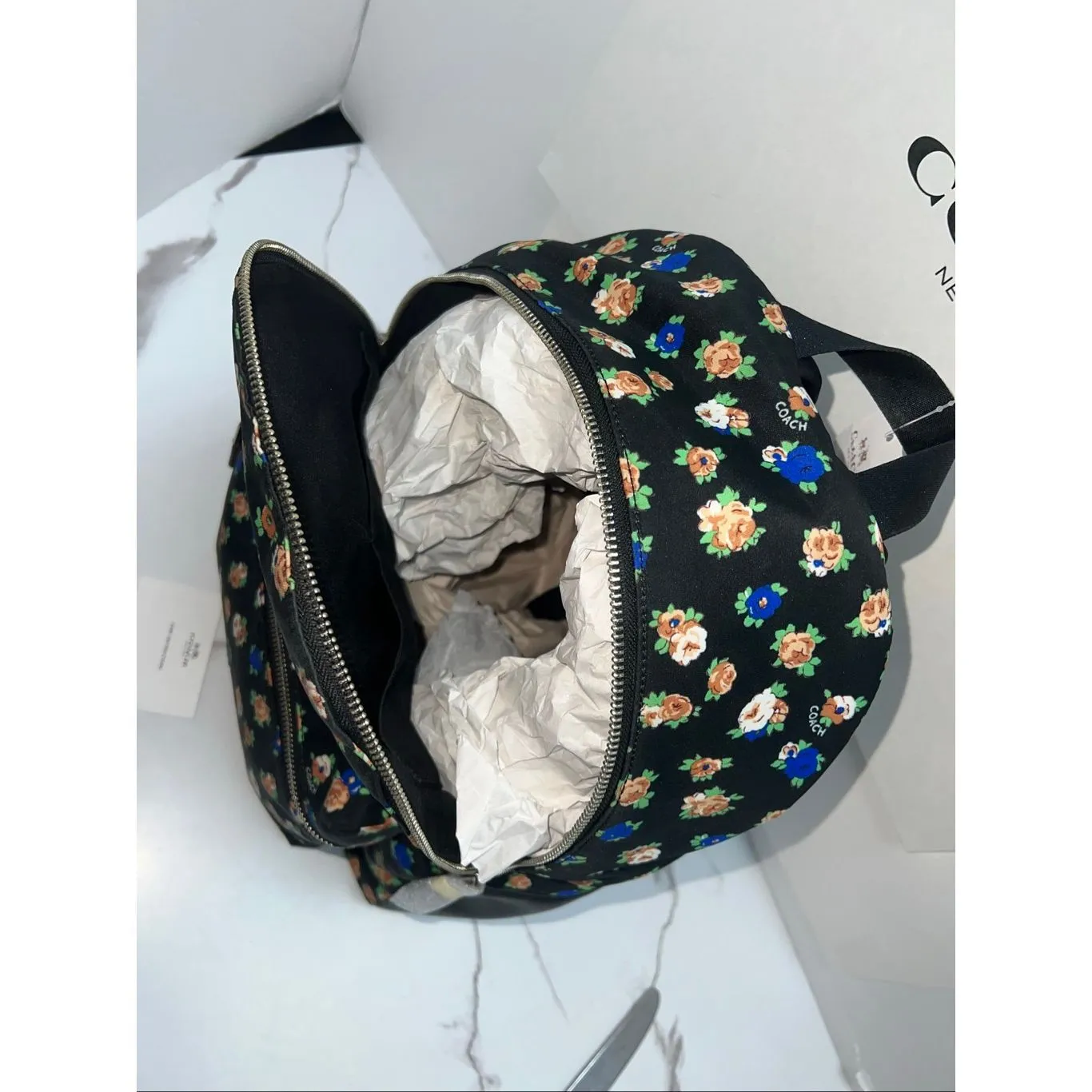 🔥🎁NWT! Coach Charlie Backpack in Tea Rose Floral Print Nylon F57635 Msrp:$395. - Image 9