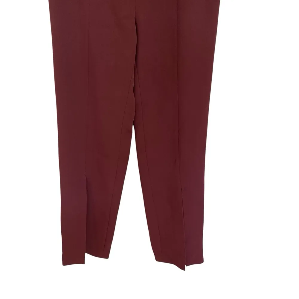 Jonathan Simkhai Satin Split Leg Pants In Sienna Burgundy Size 2 - Image 6