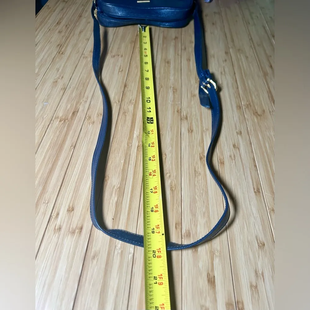 Vintage Albert Nipon Blue Leather Crossbody Purse - Image 7