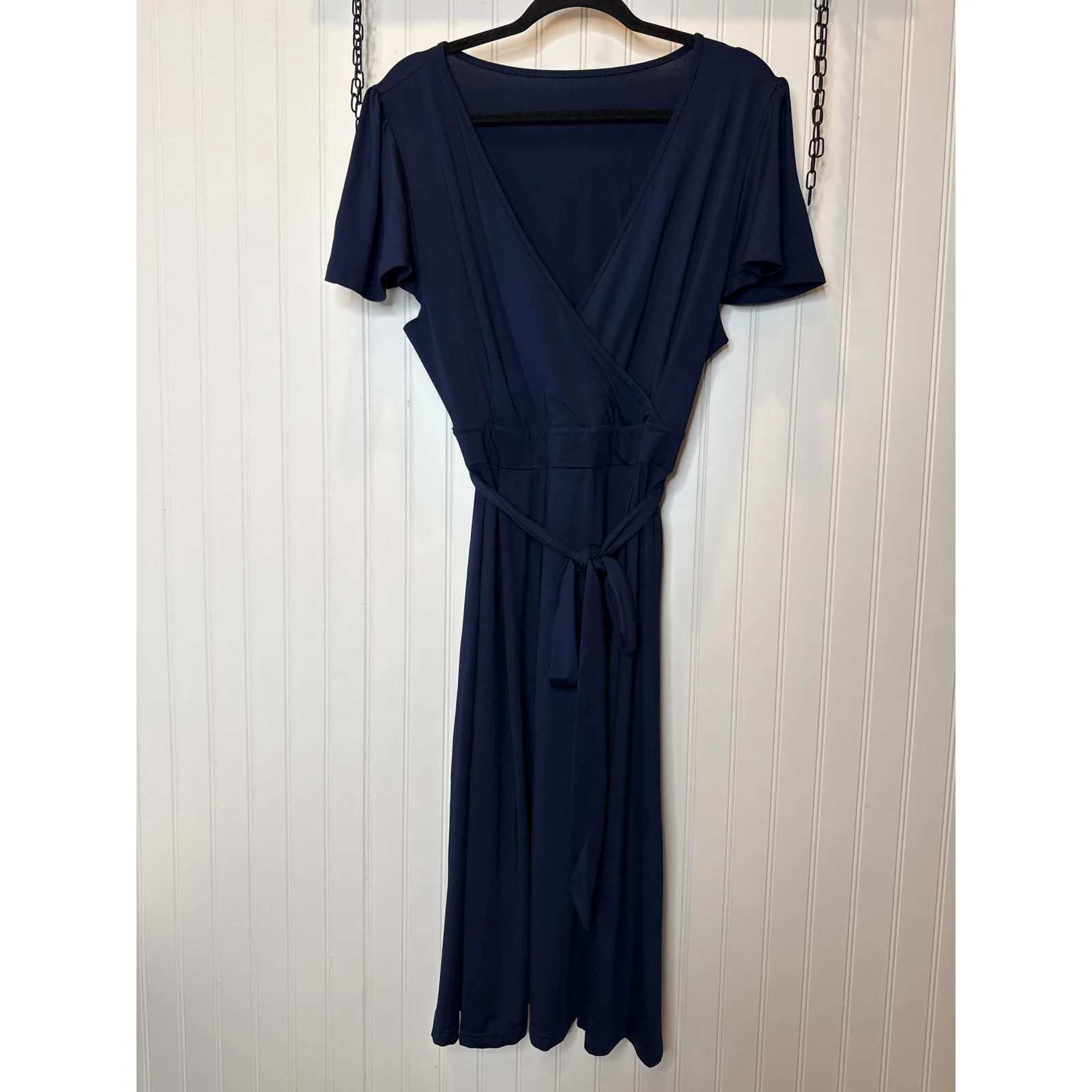 NWT Amazon Dresses Lot of 2 - Navy Faux Wrap & Bold Floral Dress Bundle Size L - Image 2