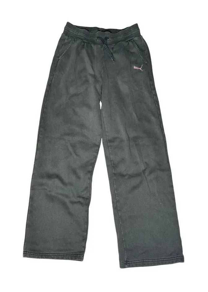 PUMA Women’s Small Black Sweatpants Straight Leg - Pink Logo - Image 1