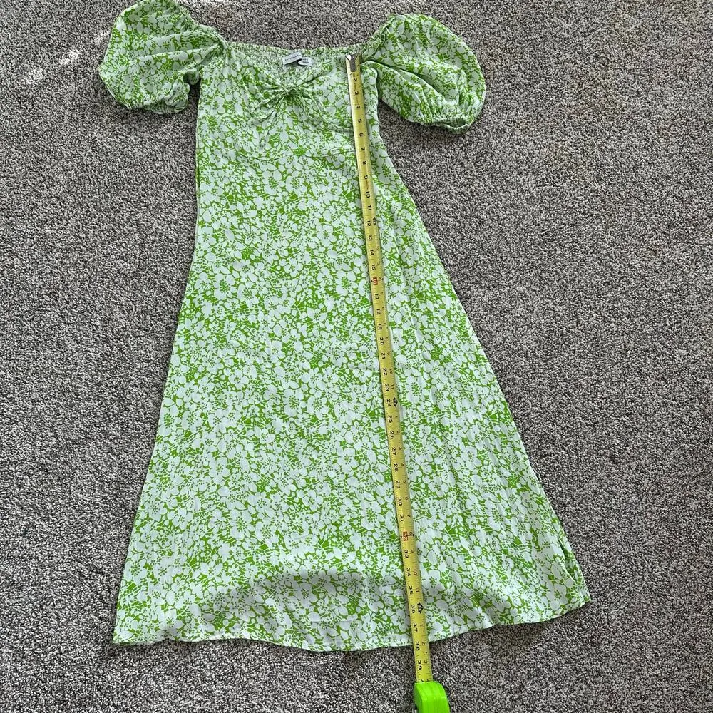 Faithfull the Brand lime green & white floral off-the-shoulder midi dress size 2 - Image 10