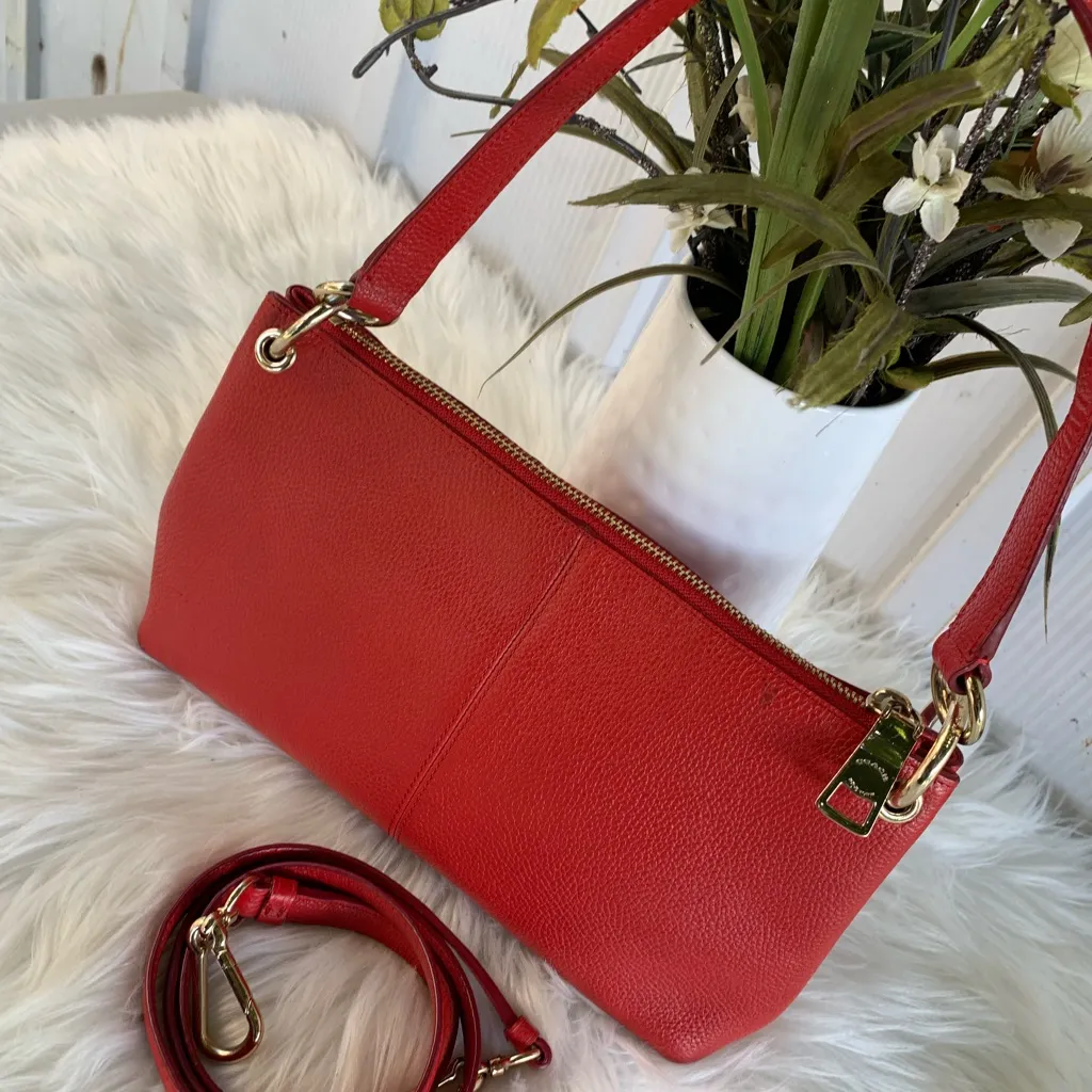 Coach Red Embossed Leather Handbag - Image 3