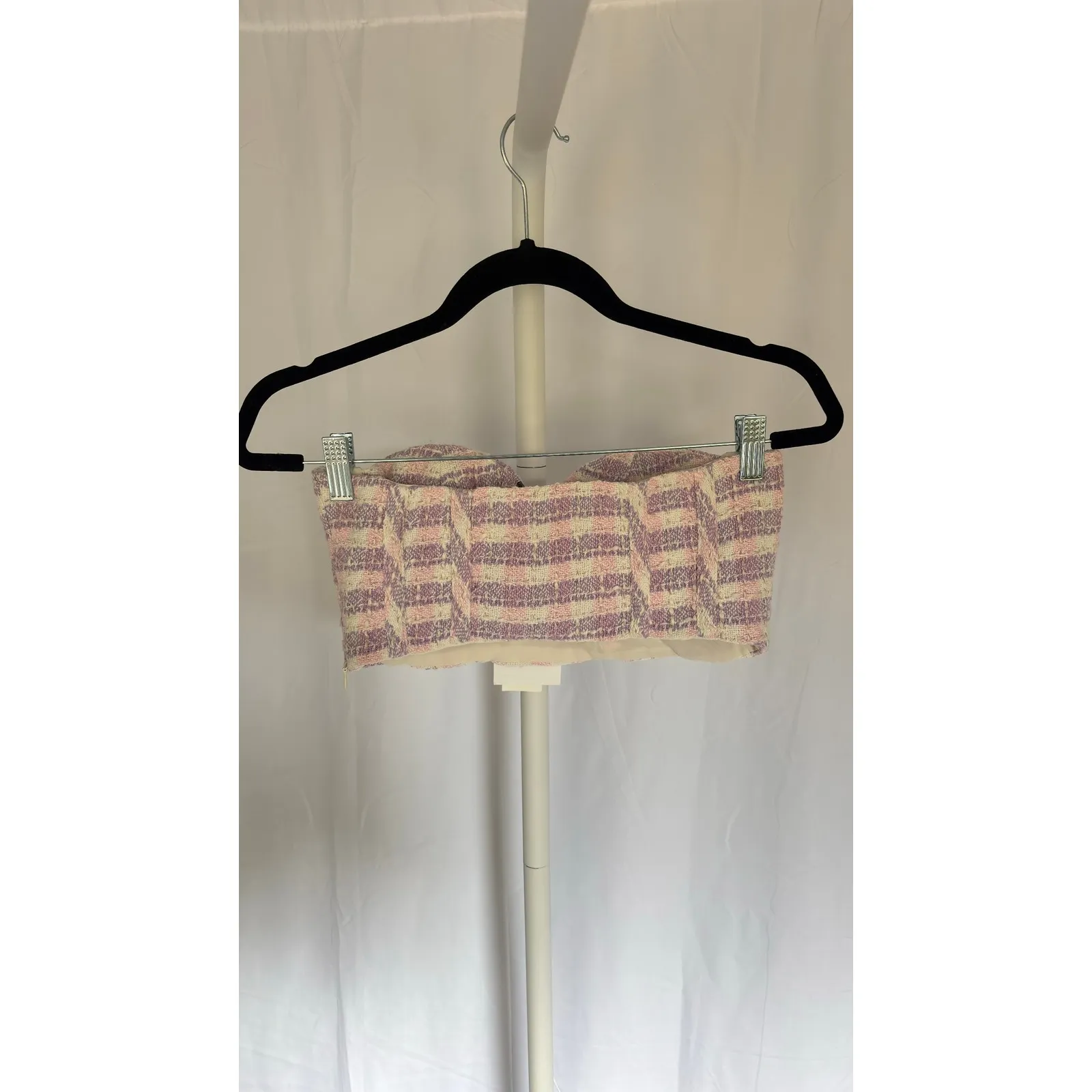 NWT ZARA Strapless Tweed Tube Top Pastel Stripe Corset Bustier Cropped S - Image 7