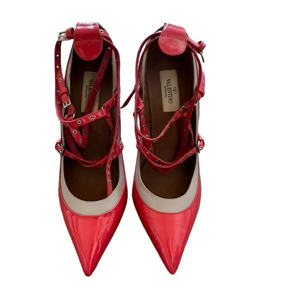 VALENTINO GARAVANI Patent Love Latch 100mm Pumps Deep Coral Poudre - Image 5