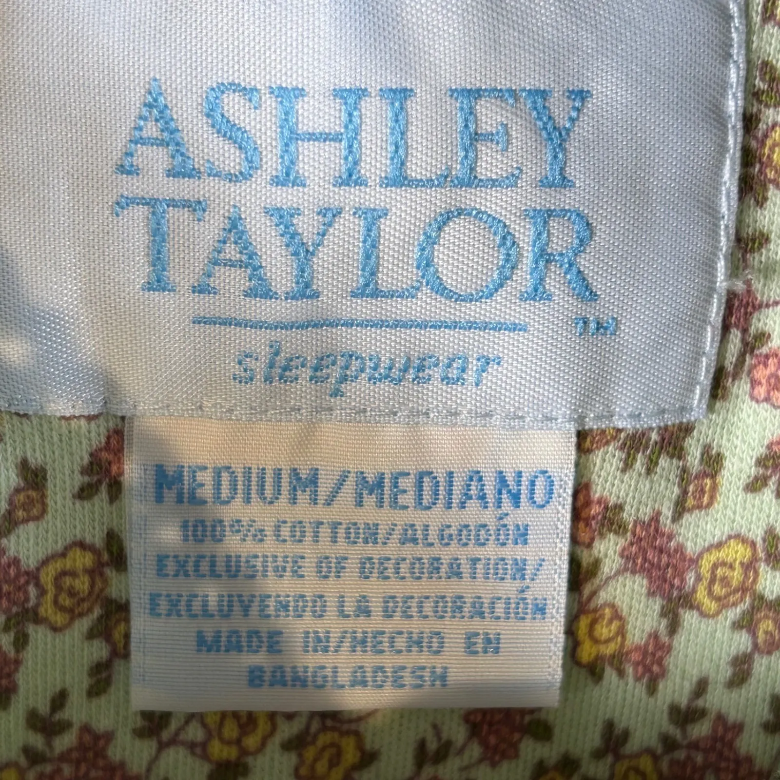 Ashley Taylor Sleepwear Floral Print Button Front Sleeveless Top Medium Green Size undefined - Image 3