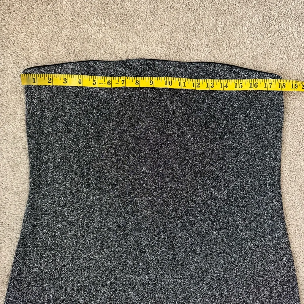 Naked Wardrobe Strapless‎ Lurex Tube Dress Gunmetal Silver 2X - Image 6