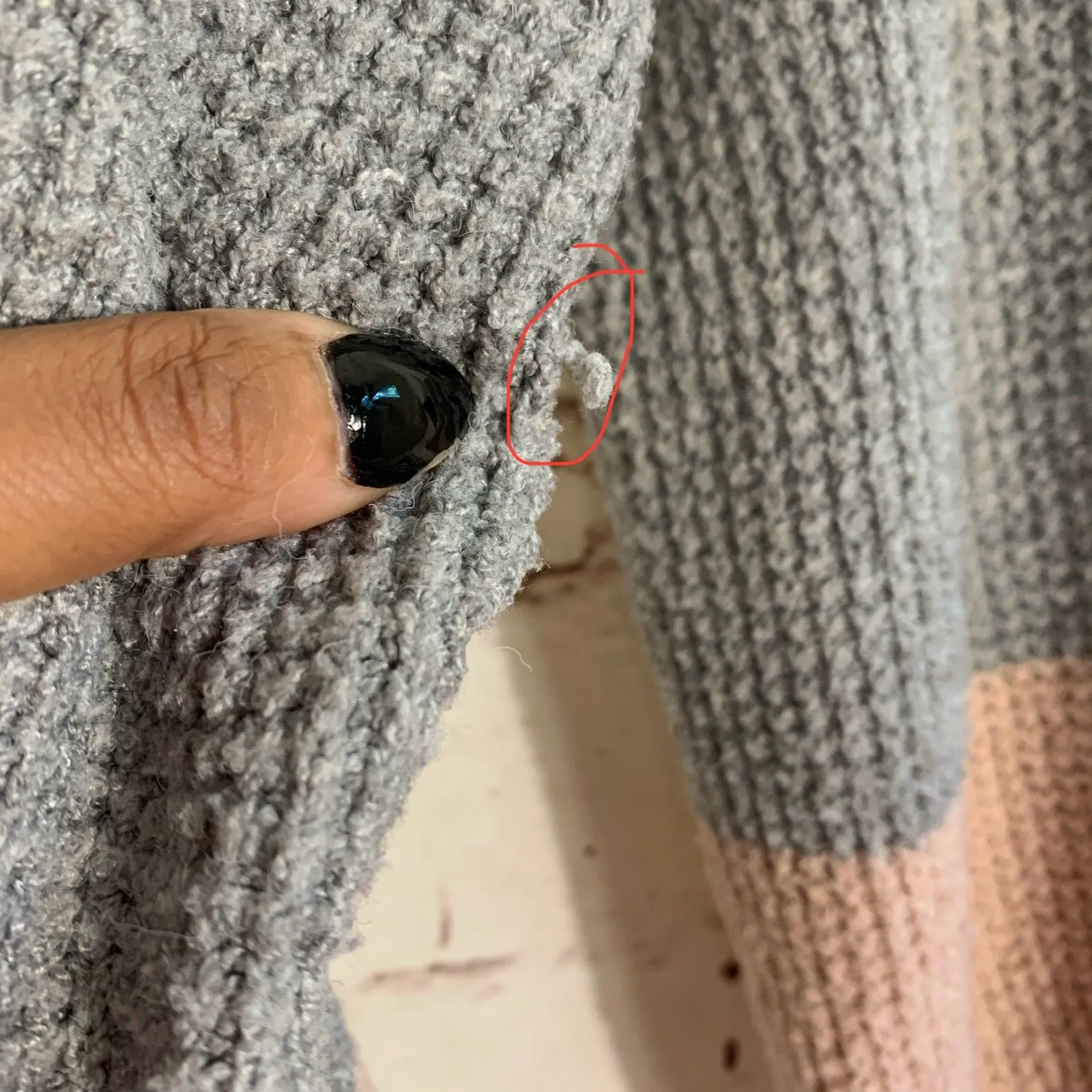 Olive & Oak Sweater Large Colorblock Cream Gray Pink Knit Pullover Classic Cozy - Image 4