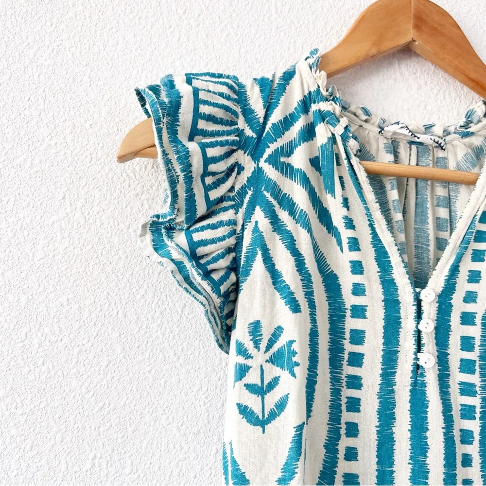 Omika Wilora Bohemian Cotton Blend Mini Dress in Jolie Lagoon Blue - Image 3