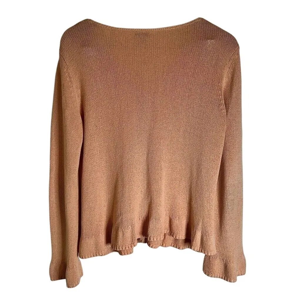 J.Jill Coral Cardigan, Size Small. Lightweight cotton. Summer Career Work Wear Orange - Image 2