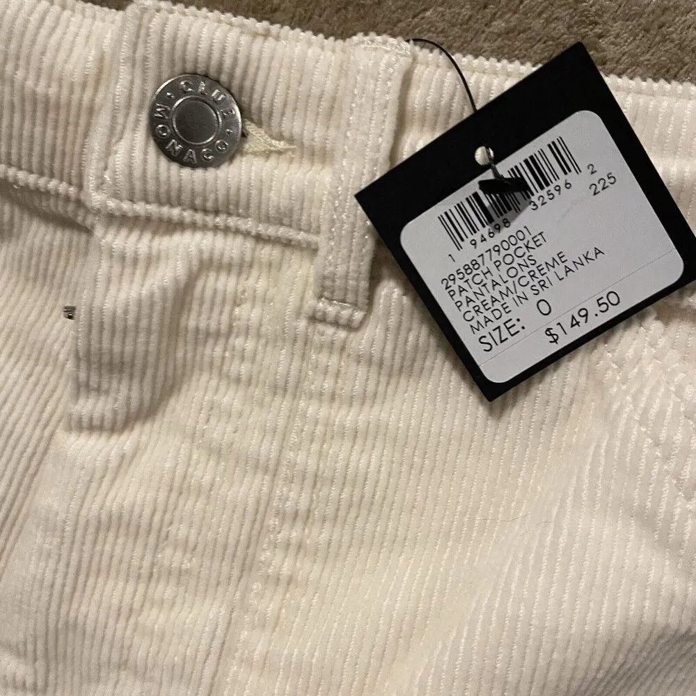 NWT $150 Club Monaco Pants Womens Sz 0 Cream Corduroy High Rise Patch Pockets - Image 2